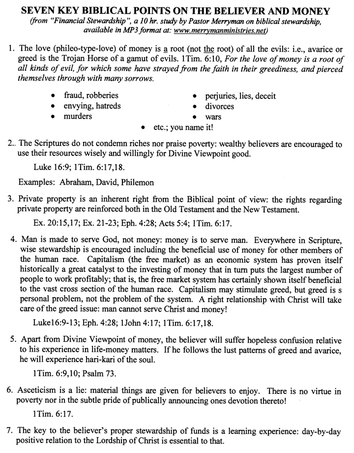 Seven Key Biblical Points on the Believer and Money