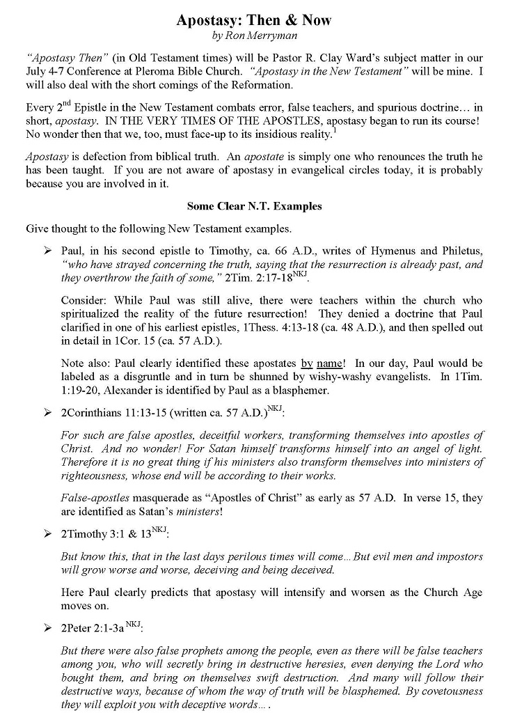 Apostasy: Then and Now