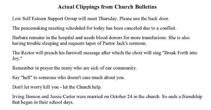 Church Bulletin humor